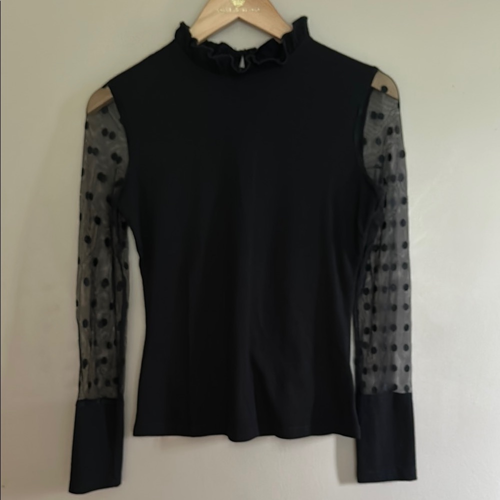 SHEIN Black Fitted Ruffled Blouse